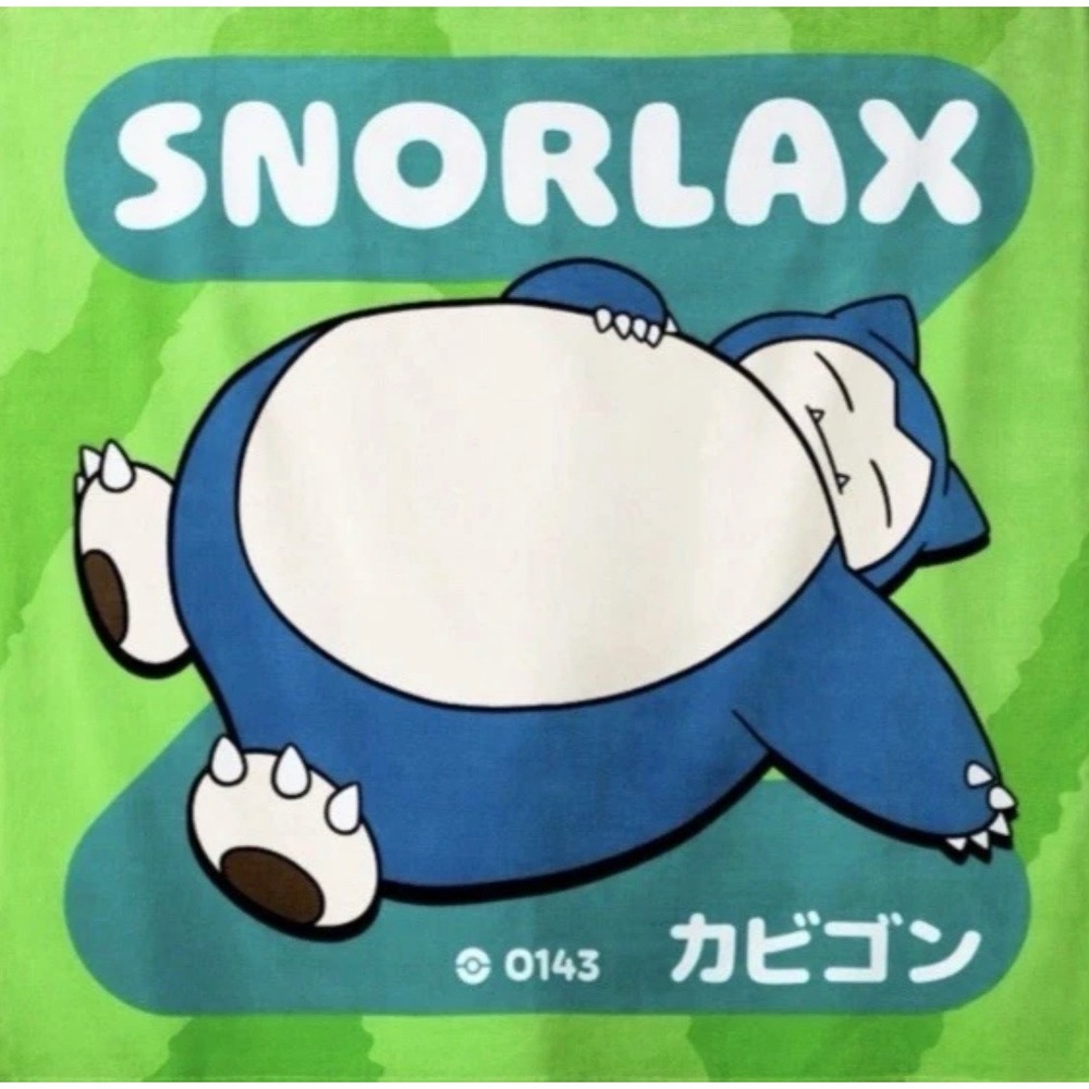 Pokemon Snorlax 0143 Green Graphic Hand Towel Nintendo Kabigon Anime Collectible
